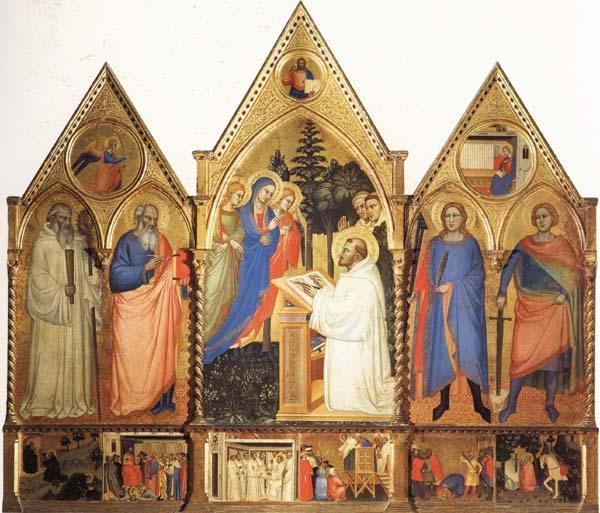Matteo Di Pacino St.Bernard's Vistonof the Virgin with SS.Benedict,john the Evange-list.Quintinus,and Galgno,The Blessed Redeemer and the Annunciation Stories of the S oil painting image